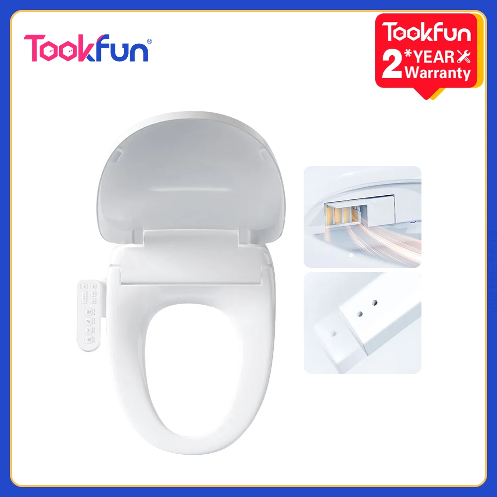 Tookfun Smart Toilet Lid Seat Warm Air Drying Buttocks Cleaning Seat Heating Deodorization Wind Temperature Adjustment IPX4