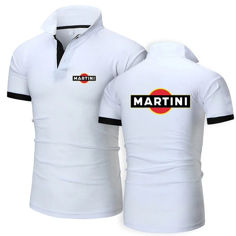 Martini Racings 2024 New Summer Men's T-shirt Casual Fashion Polo Shirt Short sleeved Comfortable Business Button Lapel Tops