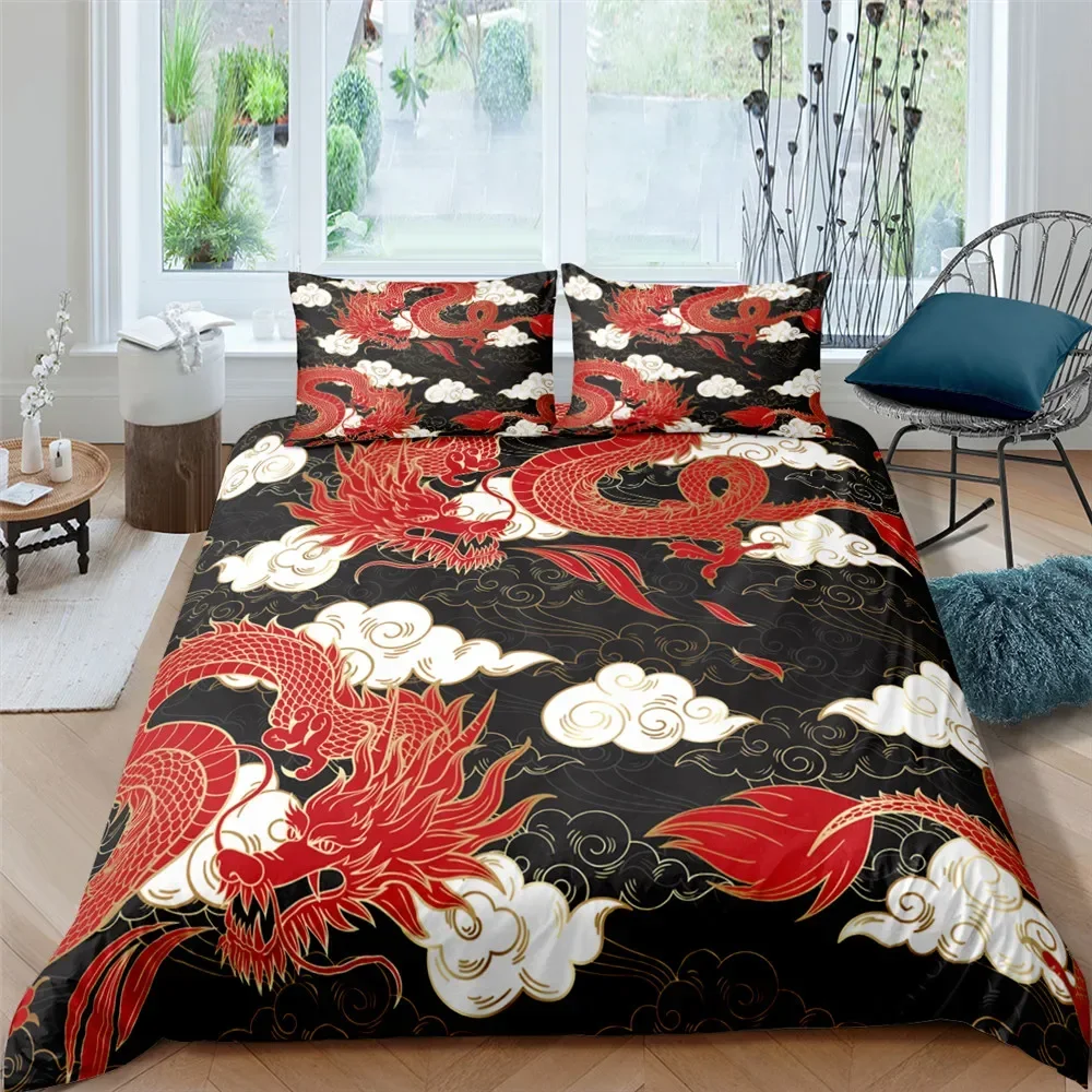 Bedding Set 3D Dragon Printing Bedclothes Duvet Cover with Pillowcases Polyester Comforter Cover King Queen Twin Home Textiles