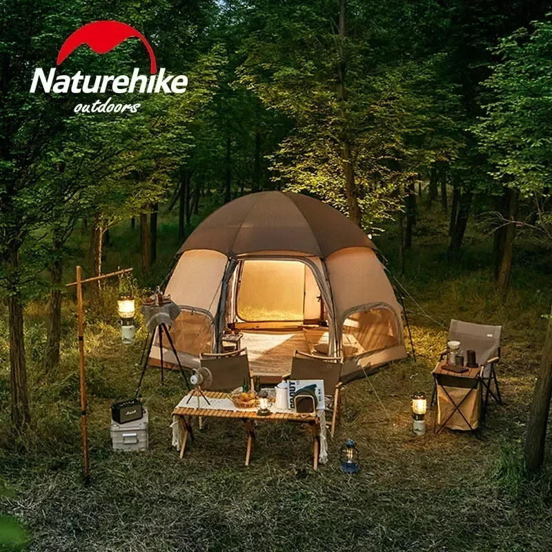 Naturehike Outdoor Octagon Tent Camping 3-4 Persons Multi-window Ventilation Double Door  Mushroom   Equipment