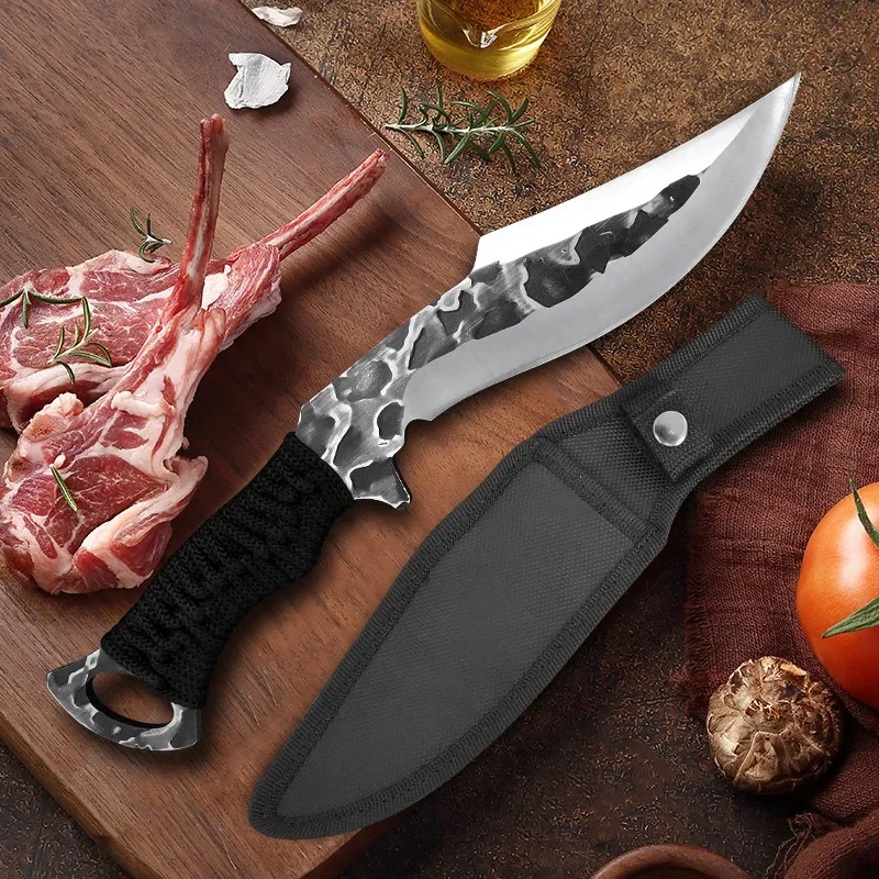 Hand Forged Blade Butcher Boning Knife Slicing Fruit Fish Filleting Knife Cleaver Meat Chop Vegetable Kitchen Knives Chef Tools