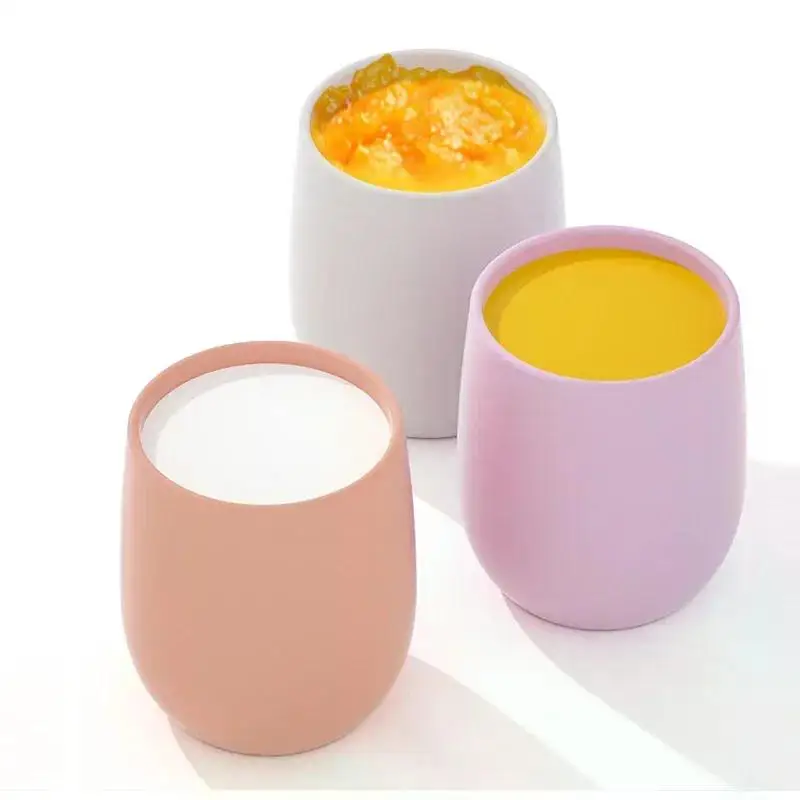 Solid Color Baby Silicone Cup Baby Learn To Drink Cup Kids Feeding Cup Toddler Tableware Drinking Feeding Accessories