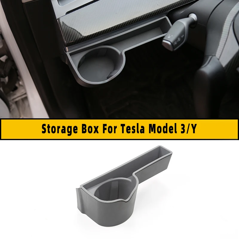 For Tesla 2017 18 19 20 21 22 23 Model 3 Y Instrument Panel Coffee and Water Cup Holder ABS Material Storage Box Car Accessory