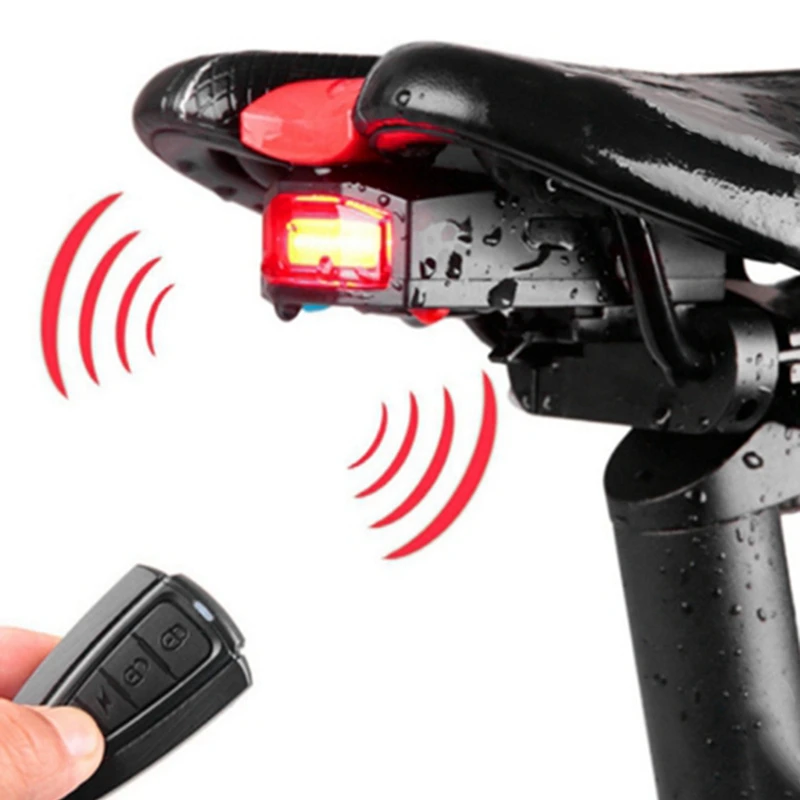 Bicycle Light Anti Theft Alarm Wireless Waterproof Auto Brake Sensing Remote Control USB Bike Taillight Horn Lamp Alarm image 5