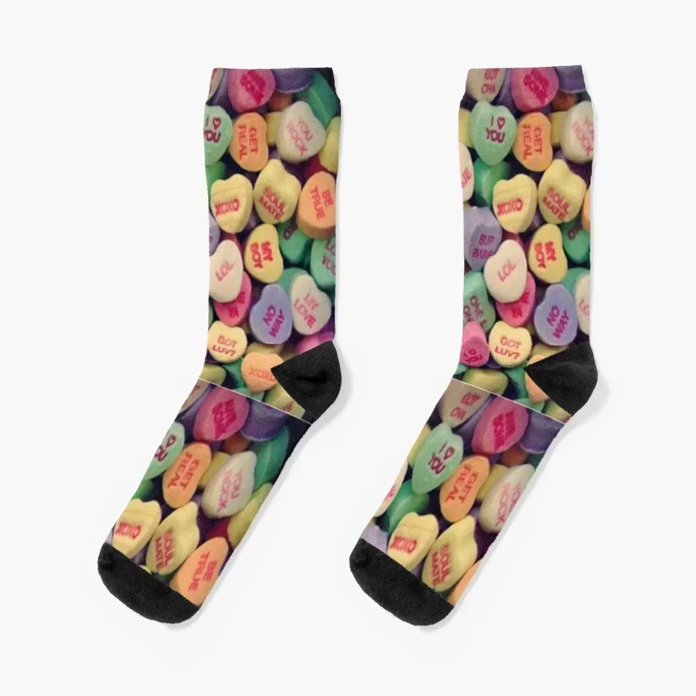 Valentine Heart Candy DreamscapesbyTeresa Socks designer anti-slip with print Luxury Woman Socks Men's