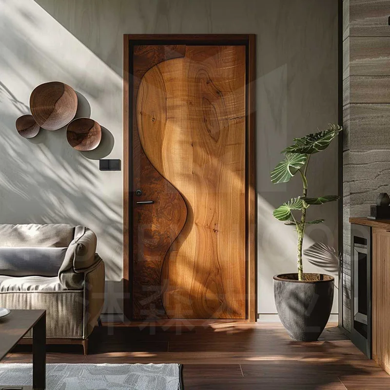 New Chinese Pure Solid Wood Splicing Deep Carving Craft Indoor Environmental Protection Bedroom Door Room Oak Paint-free Single