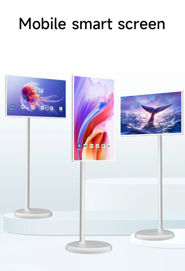 Smart Interactive TVs 21.5/24/27/32 Inch Portable Battery Operated Monitor Wireless Moveable for TikTok YouTube Content Viewing