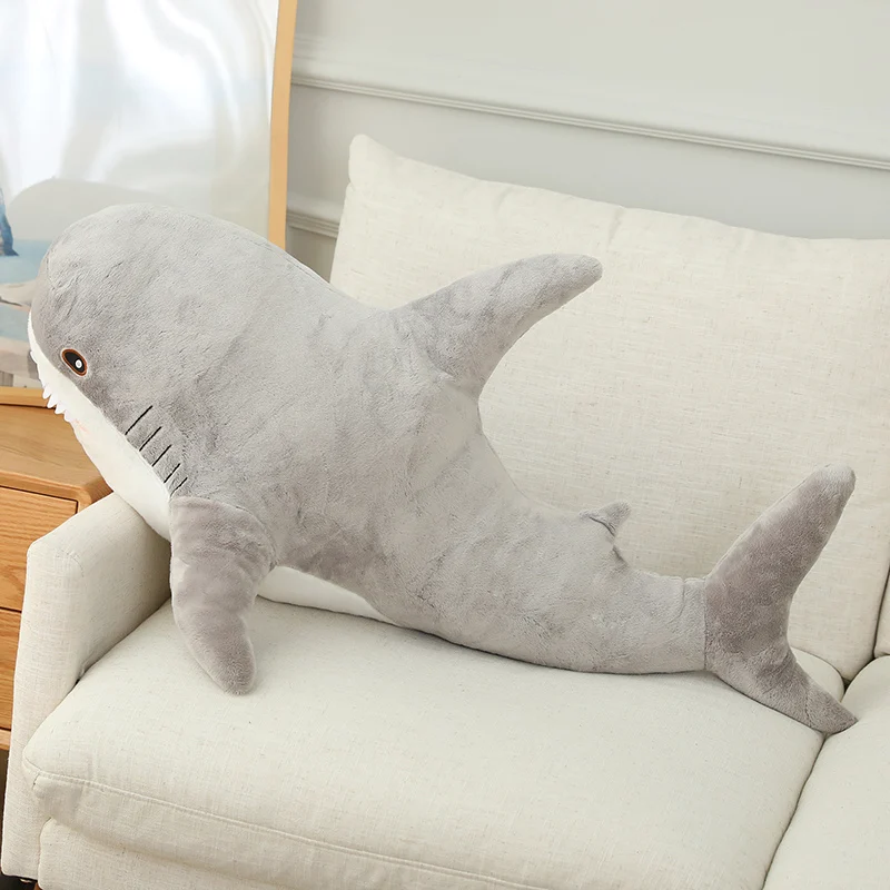 30-120CM Gaint Shark Whale Plüsch Kissen Grau Blau Rosa Shark Gefüllte Puppe Warme Umarmung Kissen Kissen Spielzeug sofa Hause Dekoration – Detail 1