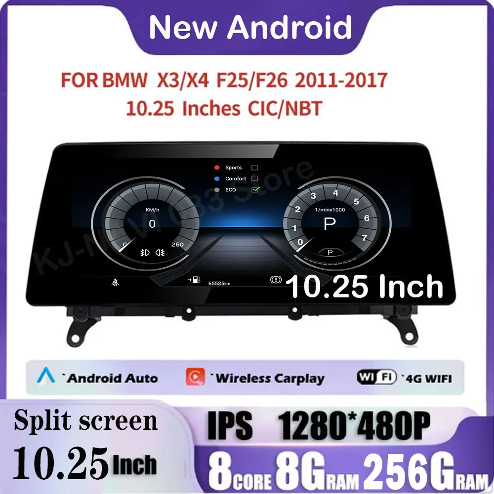 

10.25 lnch IPS Android 14 For BMW X3 F25 X4 F26 2011-2017 Car Video Player Multimedia Radio Stereo GPS Navigation Carplay 4G Lte