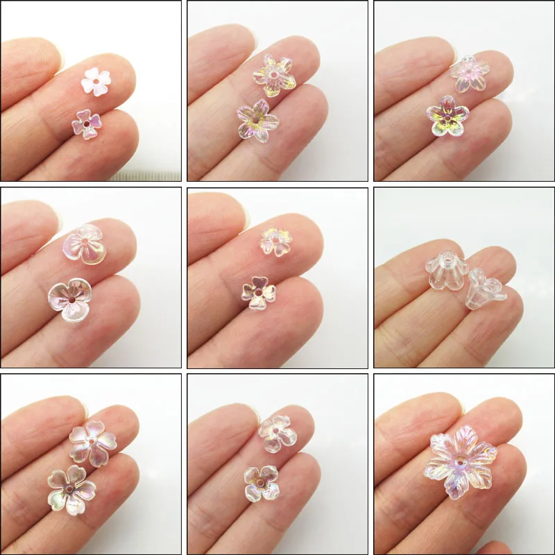 New Retro Flower Charms For Gifts Connectors Mirage Flower Acrylic End Caps Spacer Beads