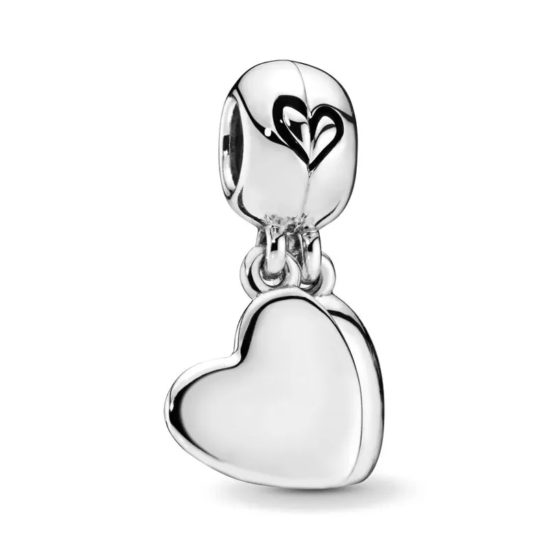 2024 nuovo cuore in argento Sterling 925 placcato superficie liscia non avere ciondoli di scrittura adatti ai gioielli originali del braccialetto di