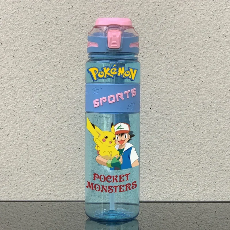 1000ml Pokemom Cartoon Picachu Tritan with Straw High Temperature Resistant Water Bottle Fitness Large Capacity Sports  Cup