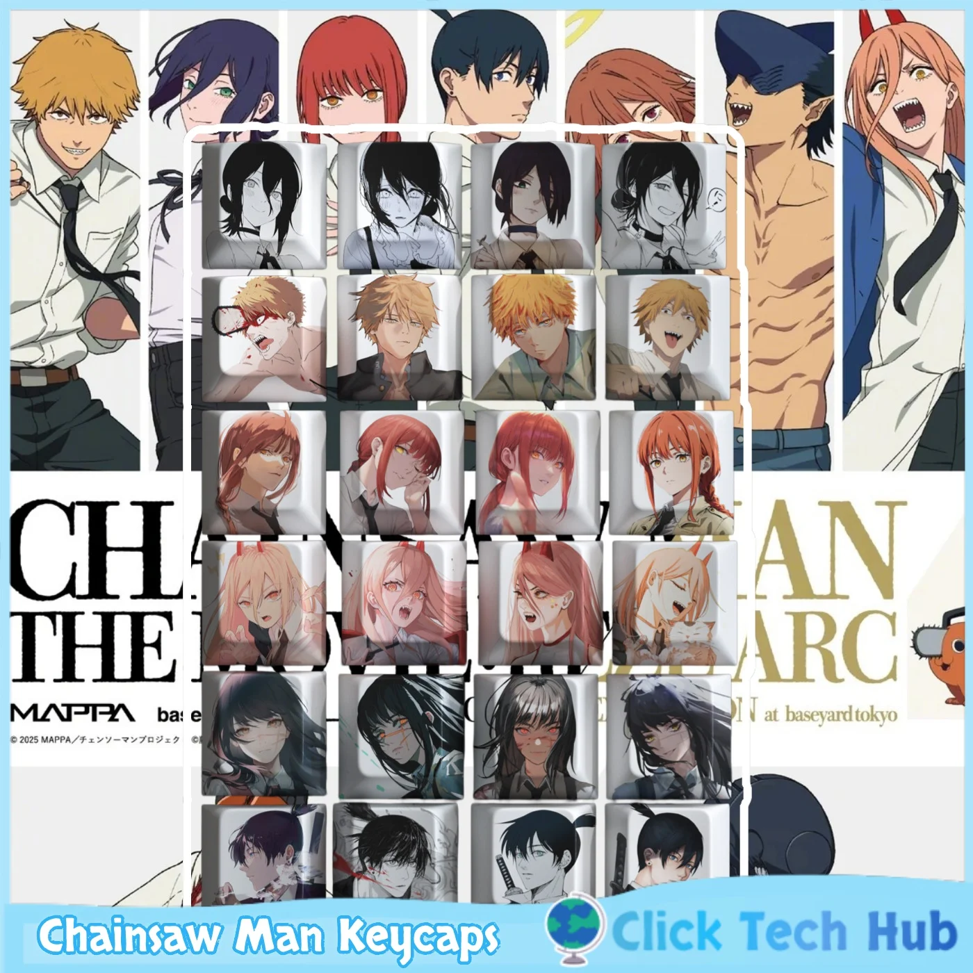 Chainsaw Man Keycaps 4pcs Pbt Material Oem Reze Aki Anime Themed Personalized Anime Keycaps For Mechanical Keyboards Keycaps