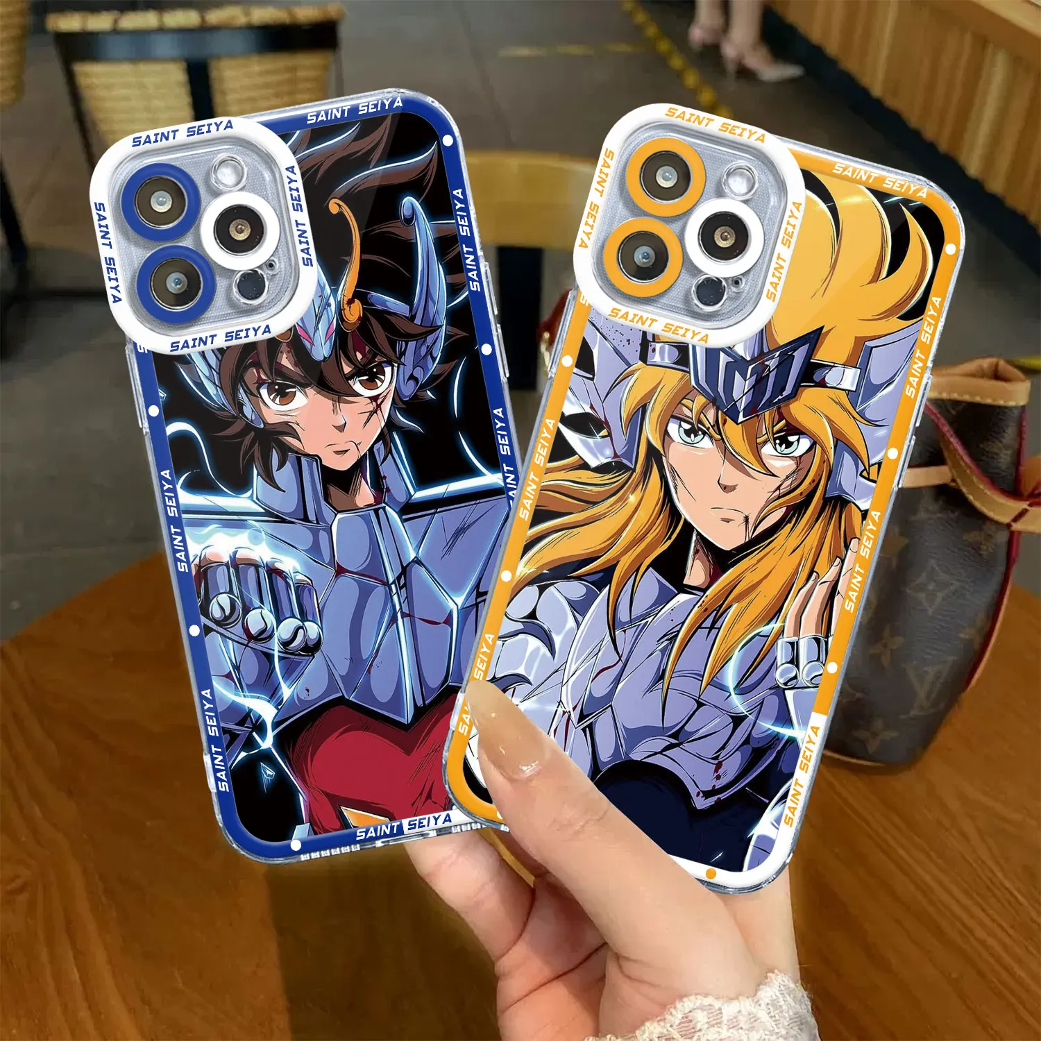 Custodia trasparente Saint Seiya Hyoga Shiryu per iPhone 14 Pro Max 8 6 7 15 14Plus 11 12Pro SE 2022 XR XS 13 mini X XS Max Cover in Silicone