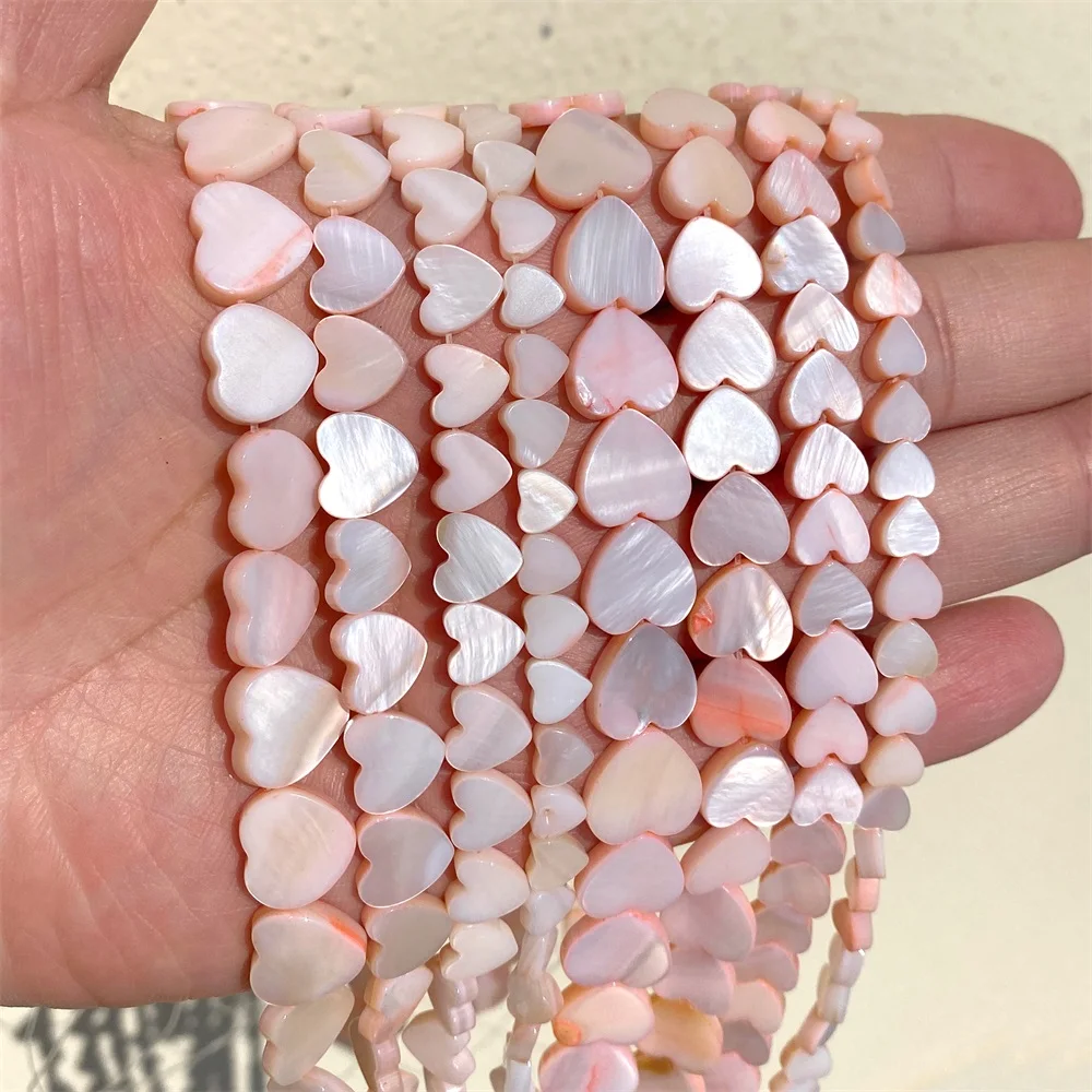 Pink 6 8 10 12mm Love Heart Shape Dyed Shell Beads Mother of Pearls Natural Loose Spacer Shells for Jewelry Making Accessories