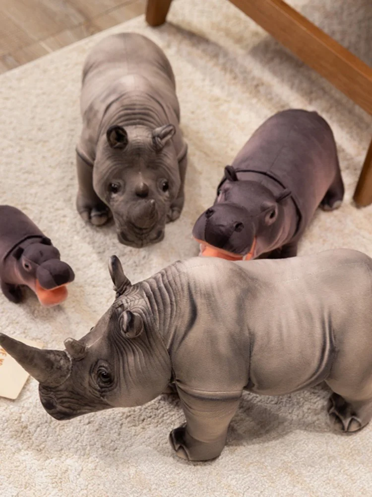 

Мультяшный бегемот, имитация животного, носорог, животные, плюшевые игрушки, бегемот, детский сырой зоопарк вокруг имитации животного