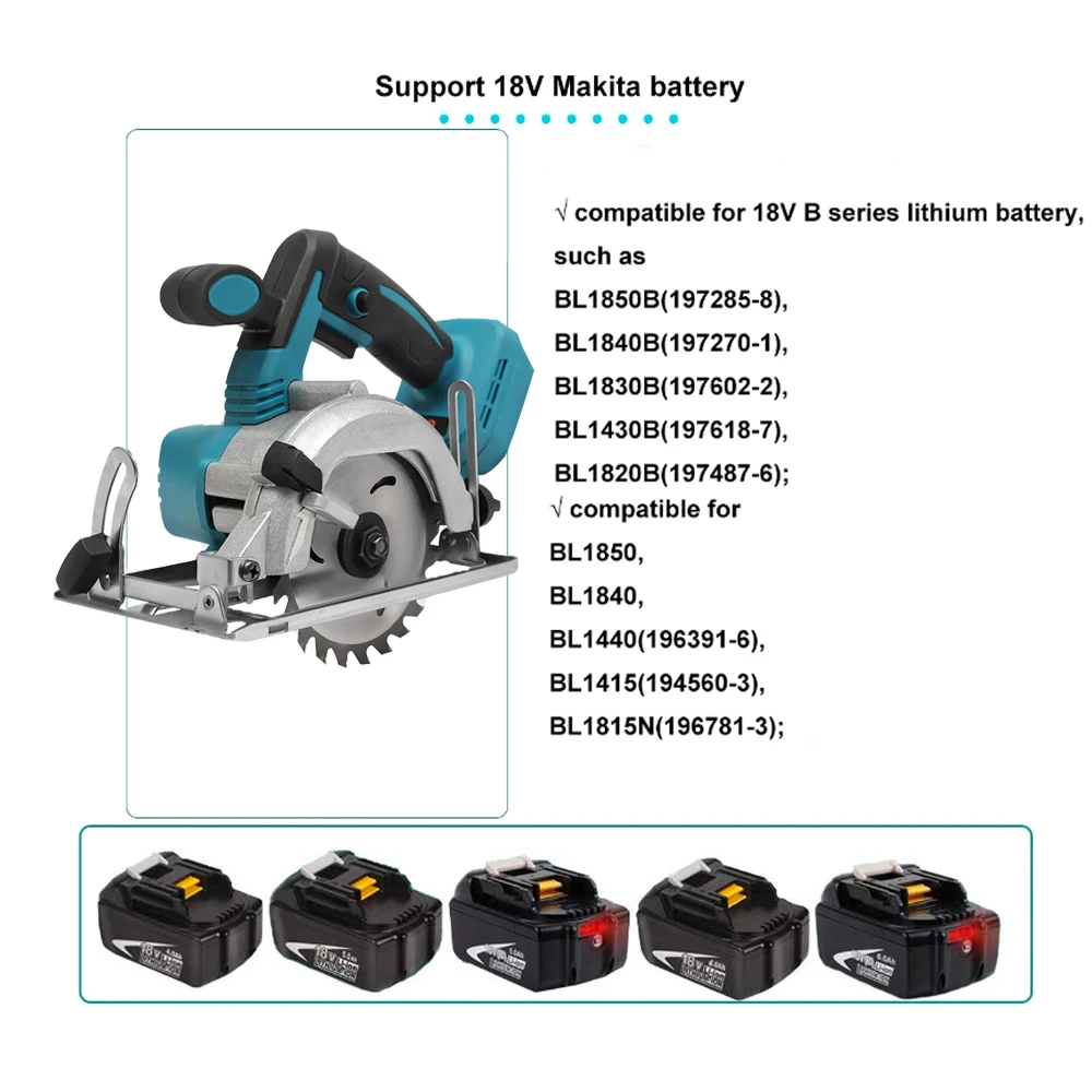 Brushless 5Inch 125mm Mini Electric Circular Saw Cordless 0-45° Adjustbale Woodworking Power Garden Tool  21V Battery