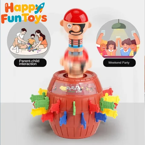 Fun Pirate Barrel Toy Sword Jump Pirate Game Board Children Halloween Toy Parent-child Interactive Toy