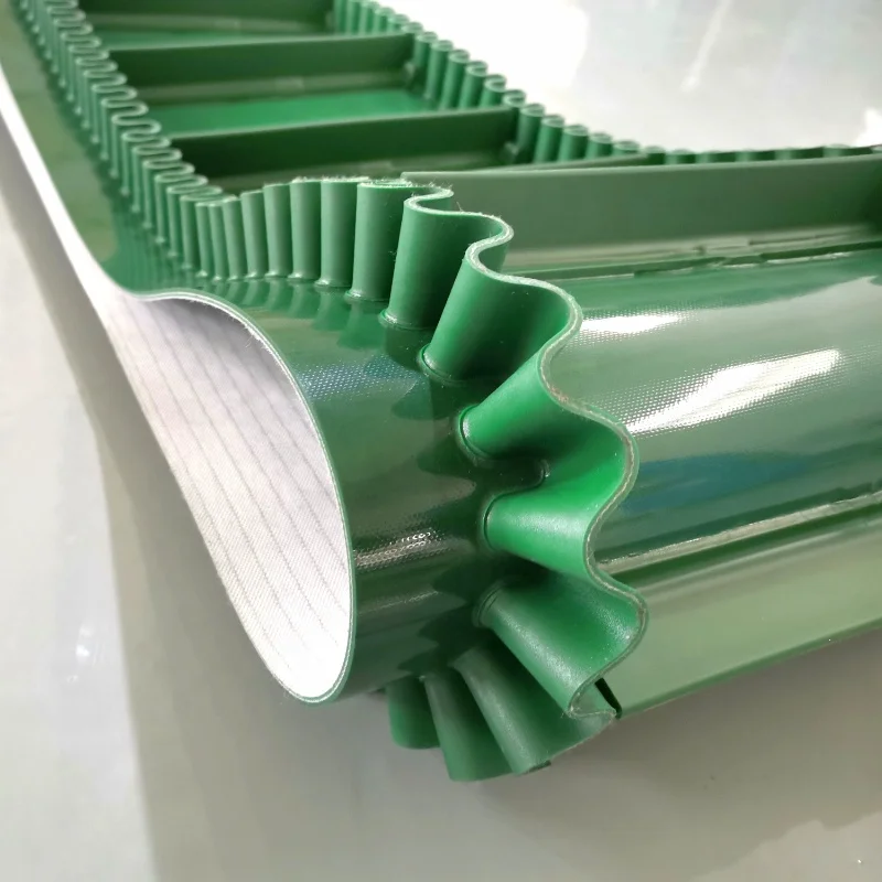 4mm grünes PVC-Förderband mit Seitenwand und Klampe