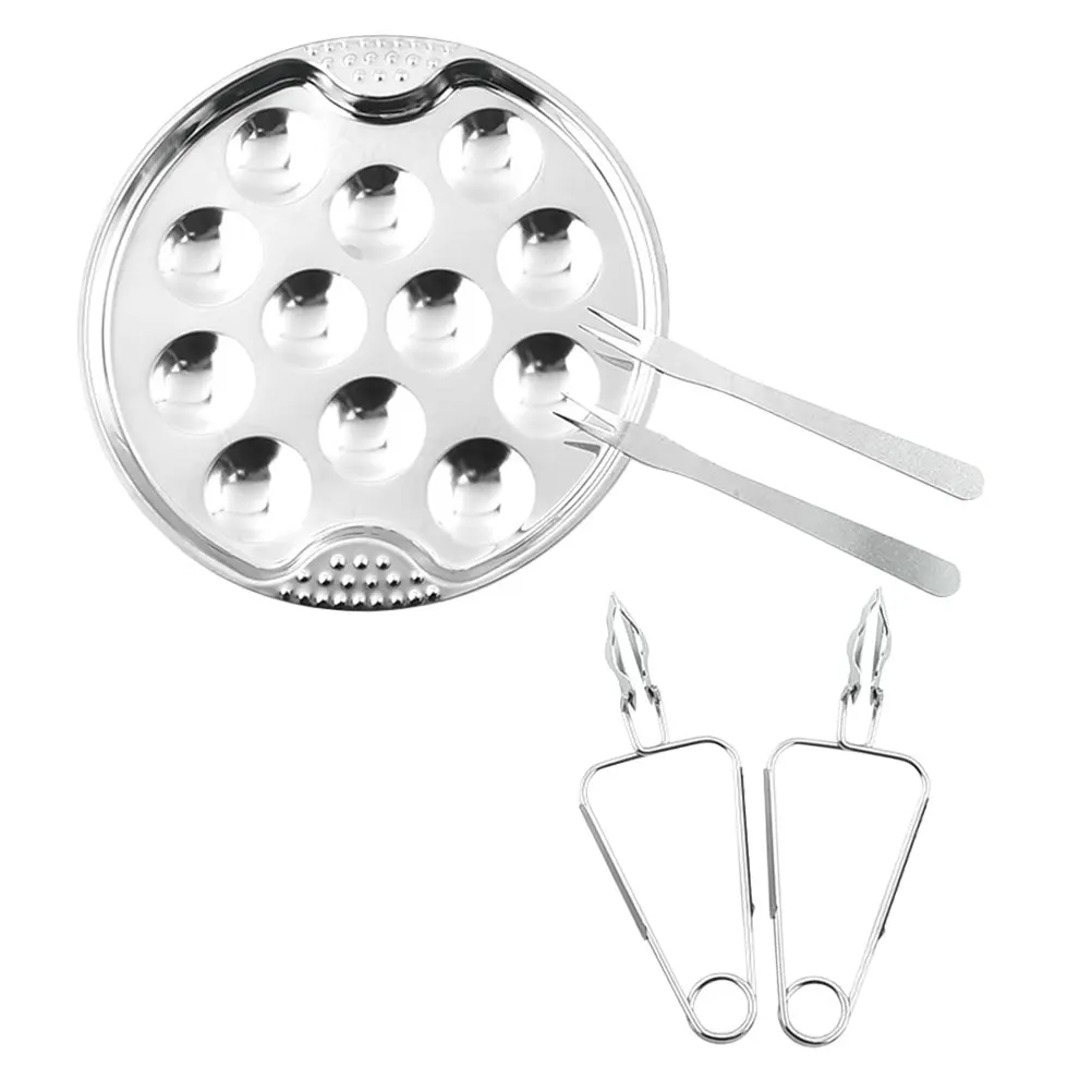 

Stainless Steel Snail Baking Set 5 Pieces Escargot Dish Heat Resistant Plate Shellfish Pan Kitchen Accessories Restaurant Tools