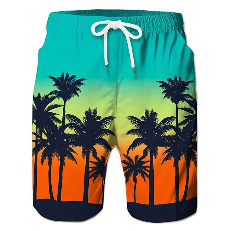 

2026 New Hawaiian Men's Shorts Classic Fashion Couple 3D Printed Swimming Shorts Quick Drying Beach Shorts Casual Street