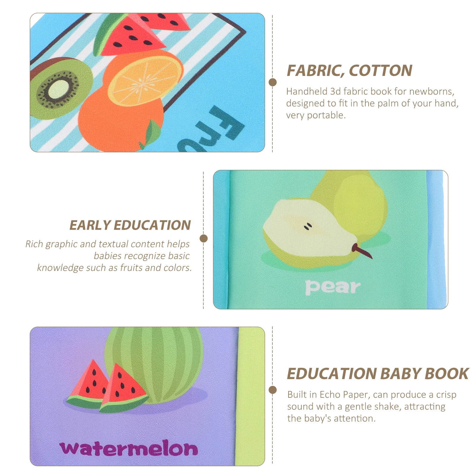 Soft Baby Cloth Bath Book Crinkle Sound Pages Early Learning Cartoon Fruit Recognition Infant Interactive Bath Book