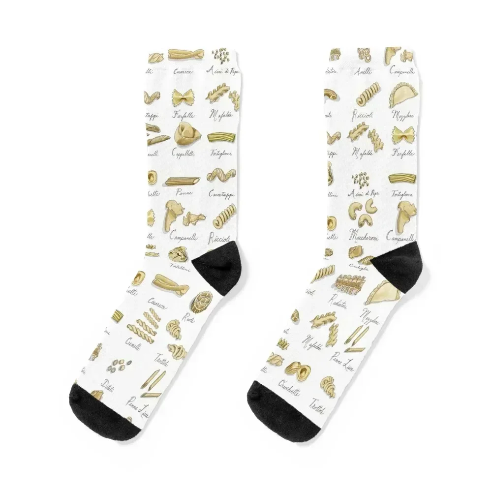 Italian Pasta Shapes on white background Socks Stockings man floral basketball Socks For Women Men's