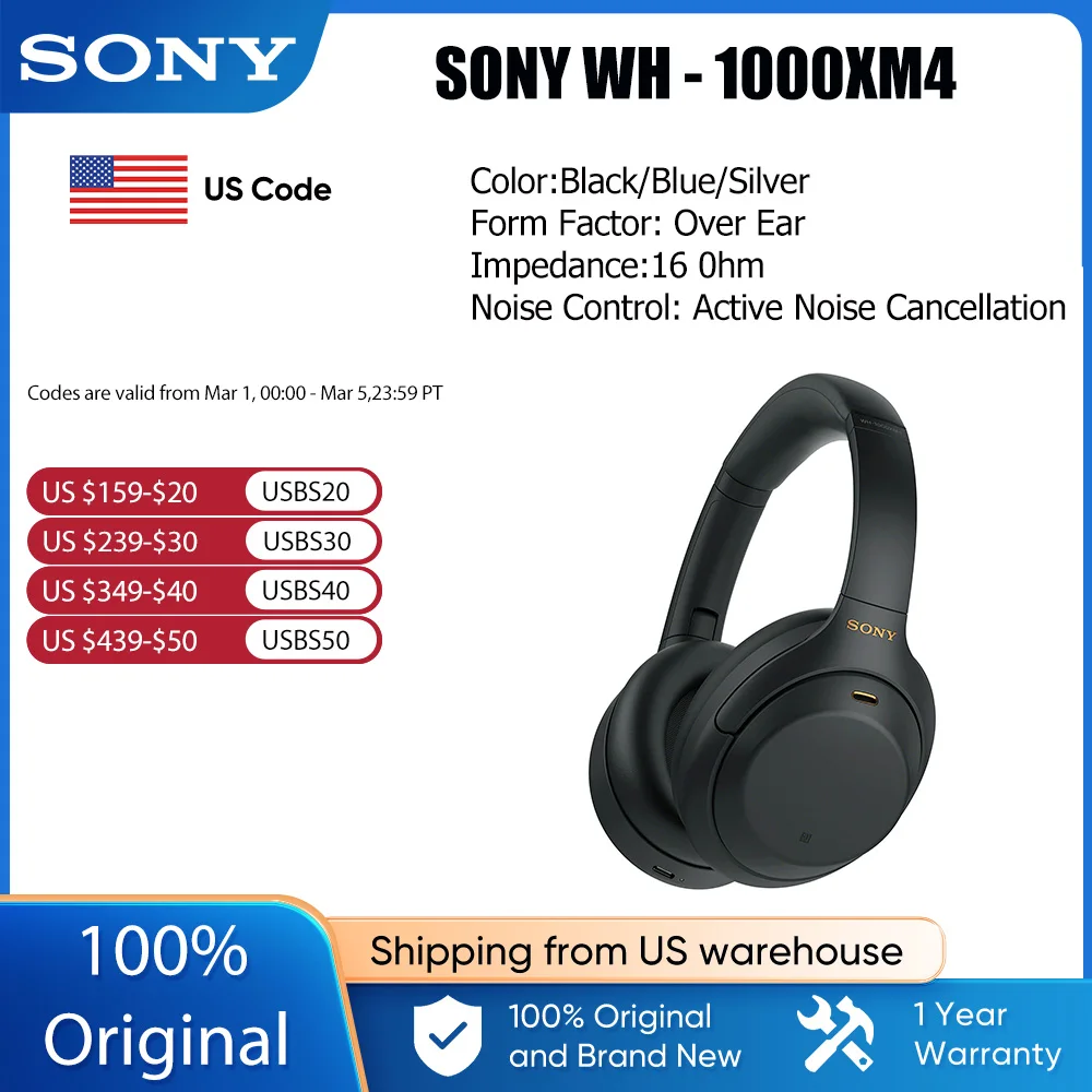 Sony WH-1000XM4 Wireless Premium Noise Cancelling On-Ear Headphones，Mic for Phone Calls and Alexa Voice Control,Touch operation