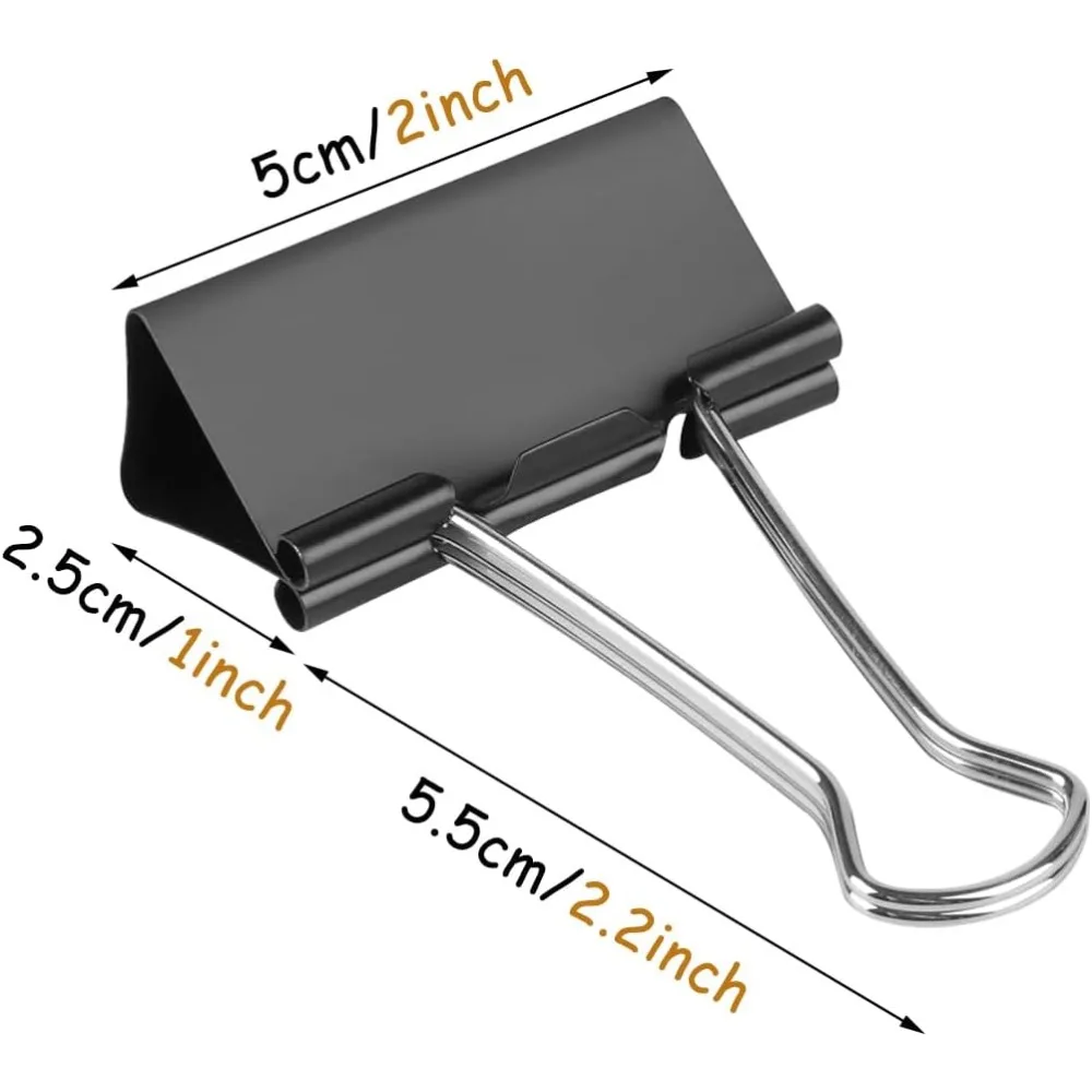 مشابك ربط كبيرة جدًا (36 عبوة) مقاس 2 بوصة، مشابك ورق كبيرة للوازم المكتبية، باللون الأسود