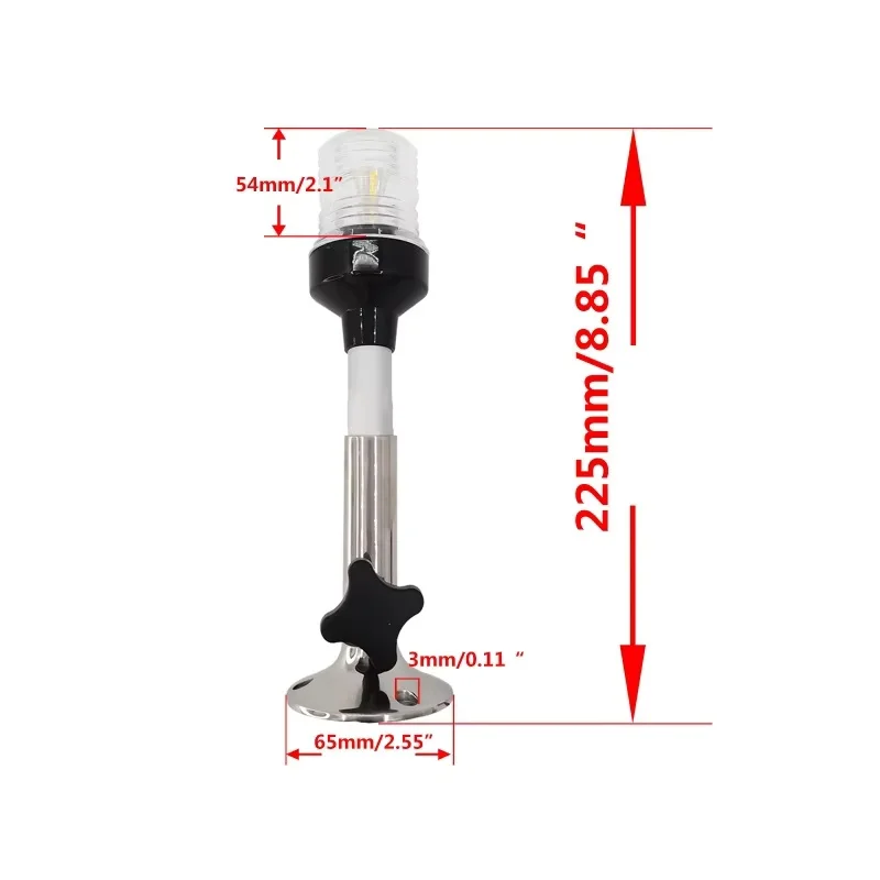 ISURE MARINE Stainless Steel Circular Base LED Navigation Light Yacht Signal Light Adjustable Angle 12-24V Marine Accessories