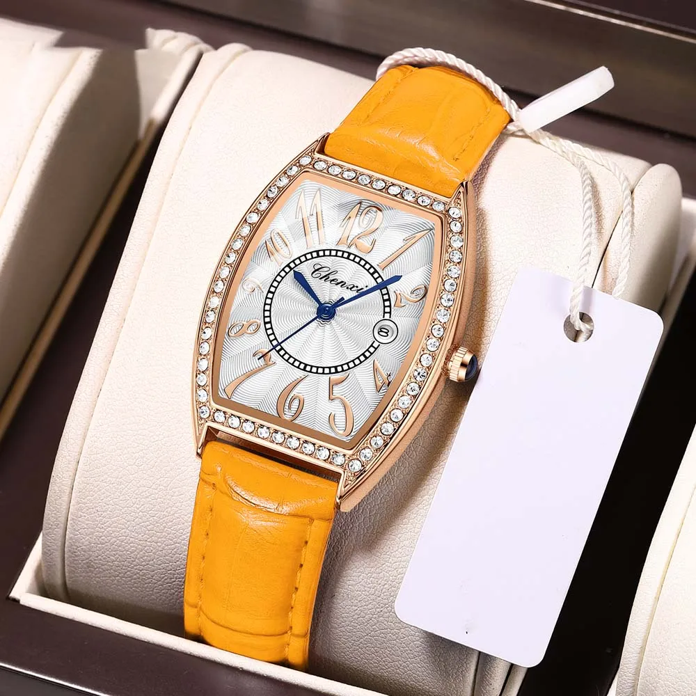

CHENXI Fashion Women's Quartz Watch - Diamond-Studded Tonneau Dress Wristwatch for Ladies Elegant Gift Clock relogio feminino