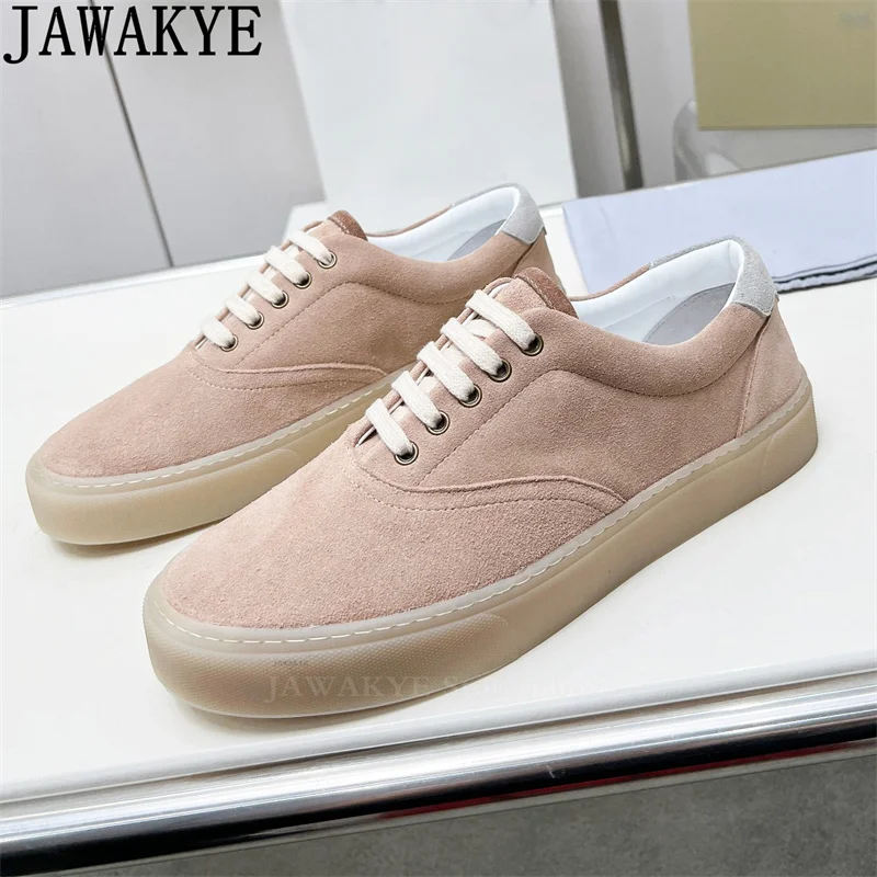 JAWAKYE Round Toe Thick Bottom Lace-up Sneakers Shoes Men Casual Canvas Shoes Comfortable Brand Trainers Flats Shoes Man