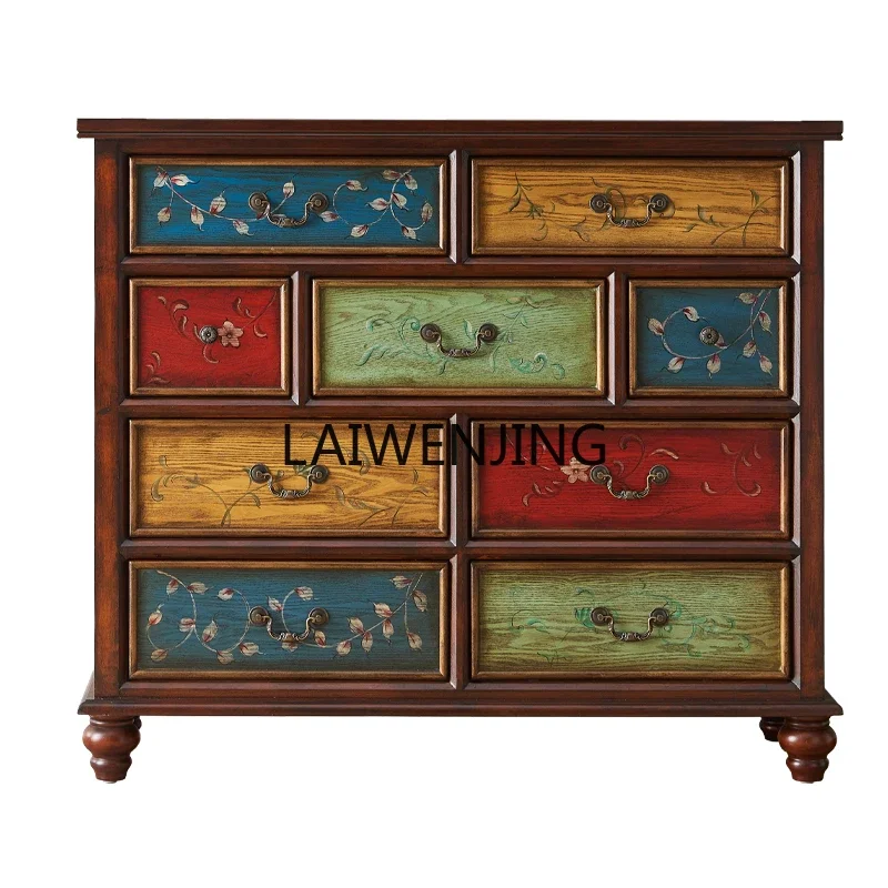 

LYN American nine-bucket porch cabinet, living room against the wall, storage bedroom, pastoral drawer, chest of drawers