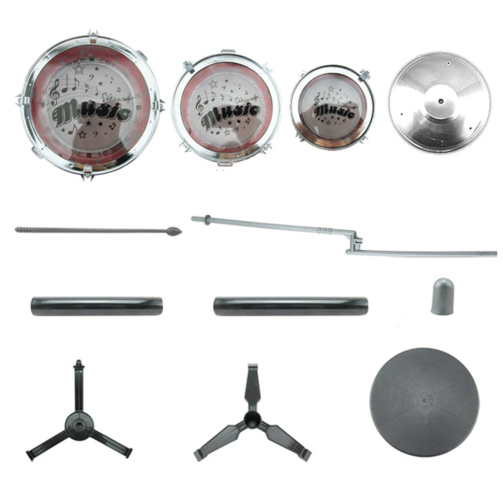 

Kids Junior Drum Set Red Adjustable Throne Cymbal User-Friendly Musical Instrument for Early Childhood Music Education Kids Drum