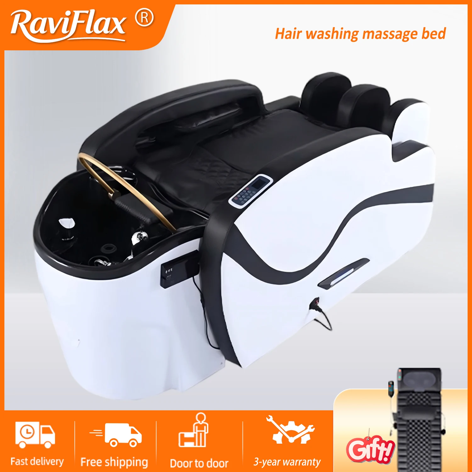 

RaviFlax shampoo massage bed Luxury Electric Control Shampoo Massage Bed Height Angle Adjustable Soft Sponge Cushion Hair Washi