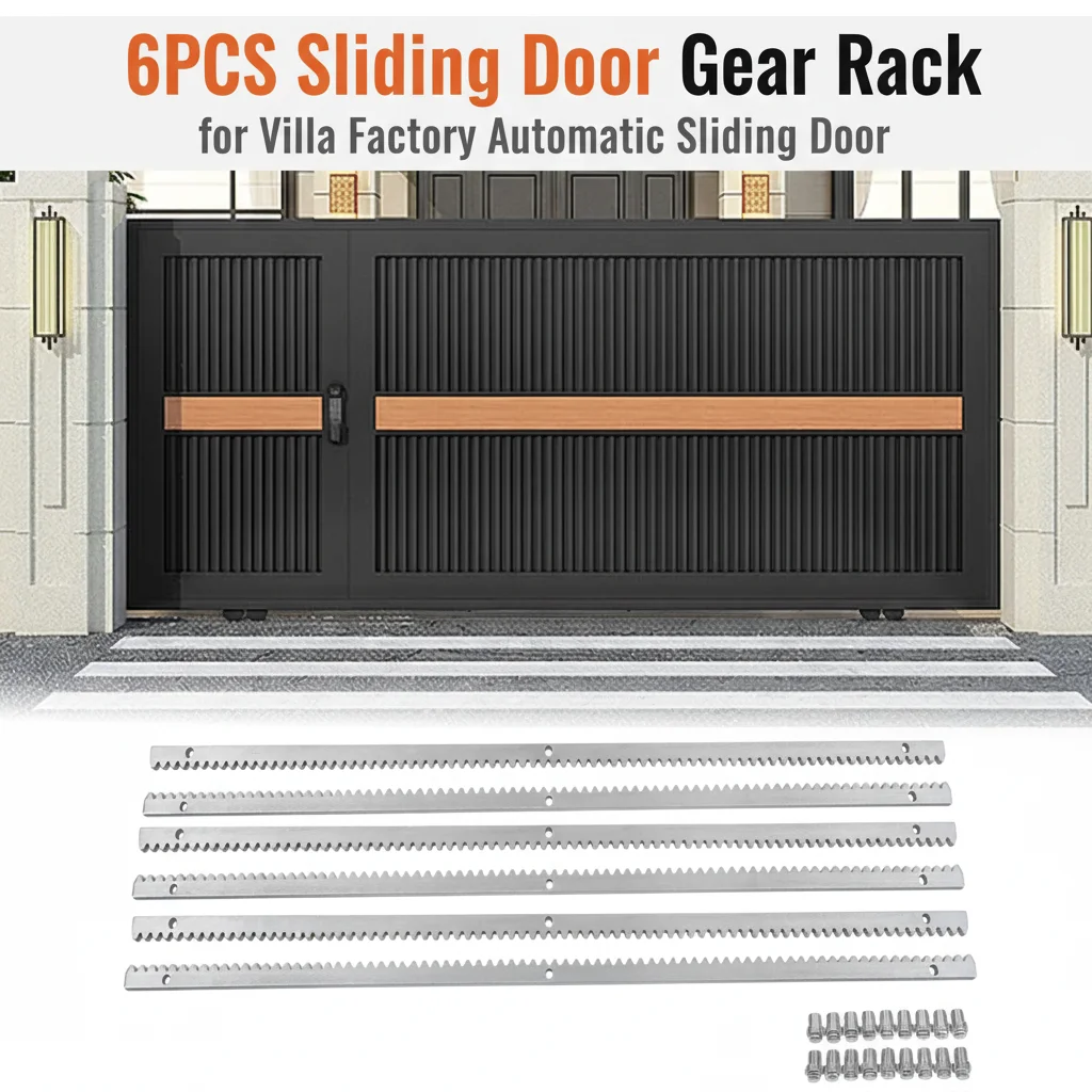 6PCS Sliding Door Gear Rack 0.47in Thick Sliding Door Toothed Bar 6m Combined Gear Rail for Villa Factory Automatic Sliding Door