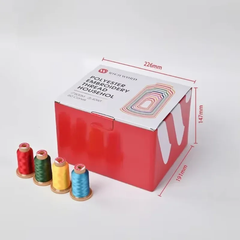 Richword Embroidery Thread 800m Each Spool 40/60/80 Colors 40WT 108D/2 100% Polyester Thread Set for Embroidery Sewing Machine