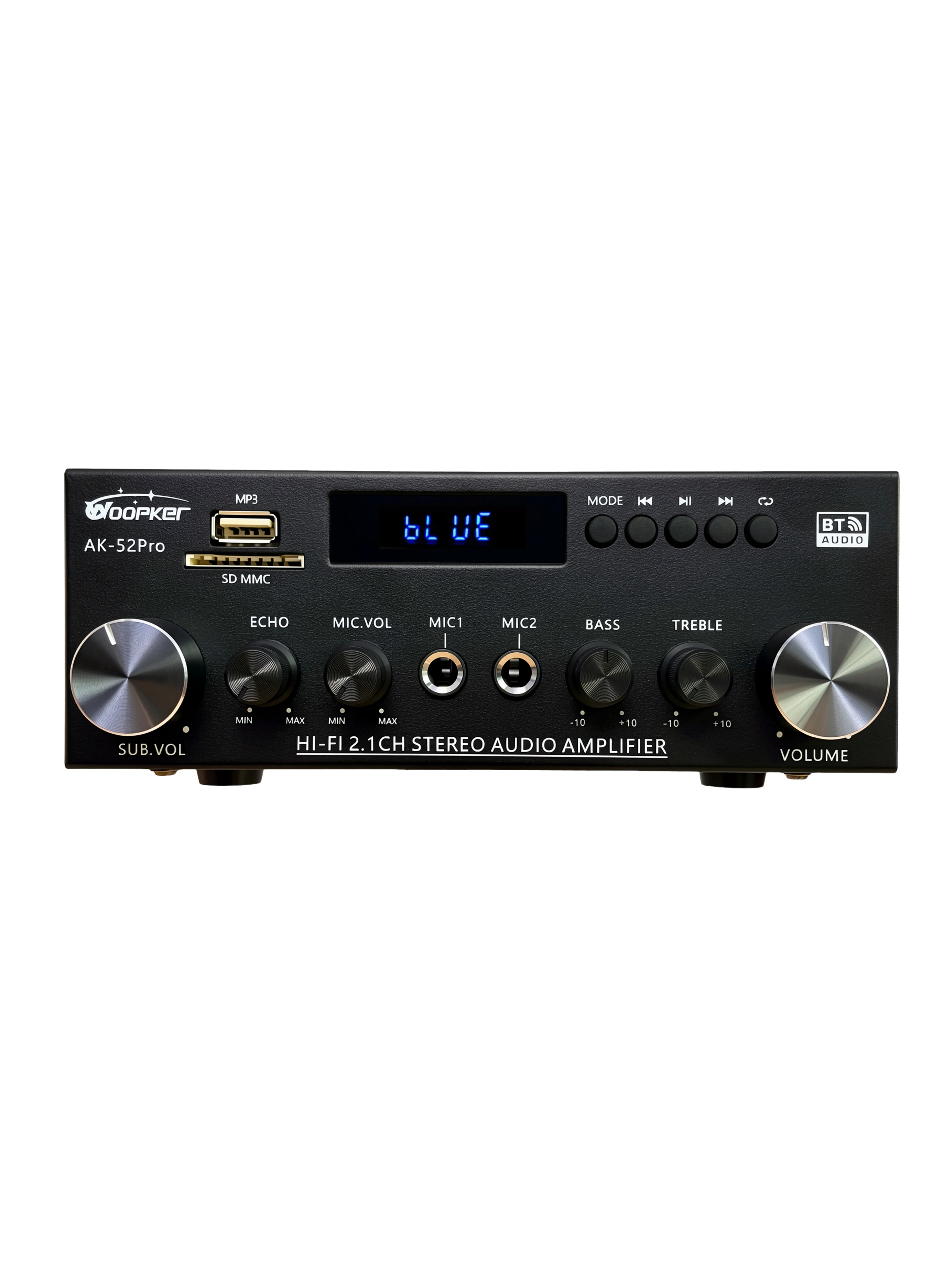 Woopker AK52 Pro/AK55/AK45 Pro/AK35 Wzmacniacz HiFi 2.1-kanałowy Bluetooth Audio z wyjściem na subwoofer, cyfrowy odbiornik stereo — 2