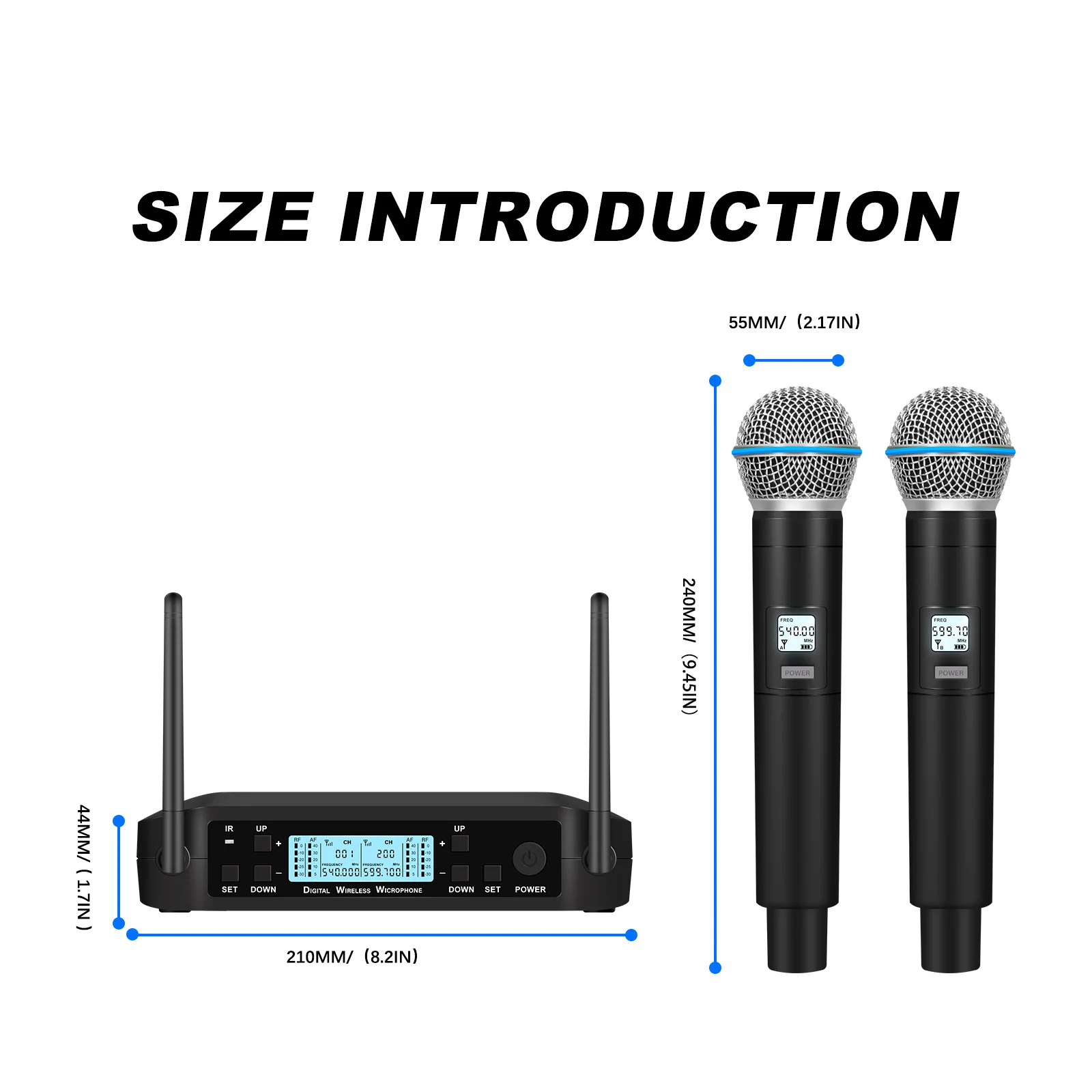 Microfone profissional sem fio para Shure, Glxd4 Beta 58a, sistema de distância sem fio, canto de alta freqüência, voz dinâmica,