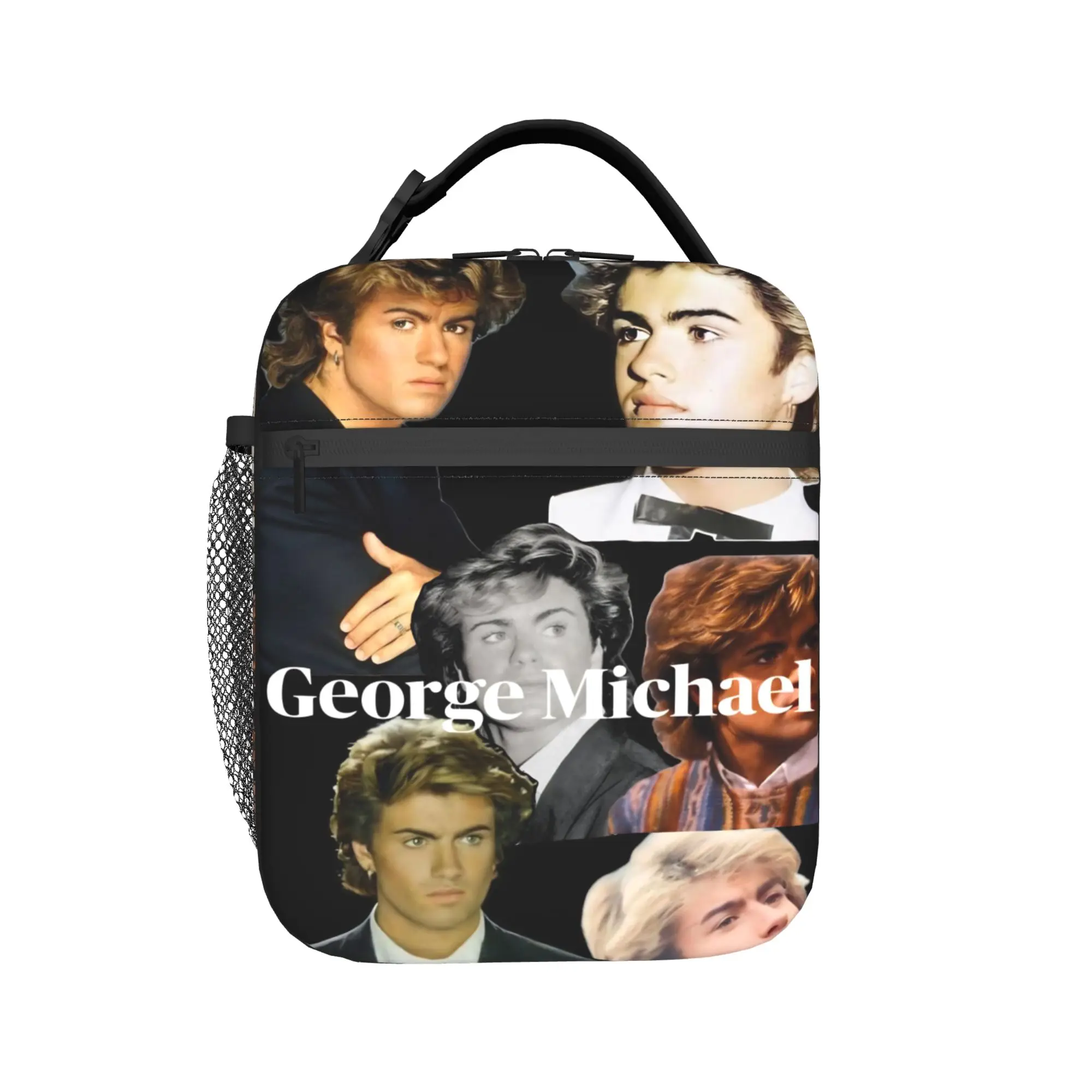 George Michael British Singer Lunch Bag For Men  Print Lunch Box Fashion School Cooler Bag Portable Oxford Thermal Tote Handbags