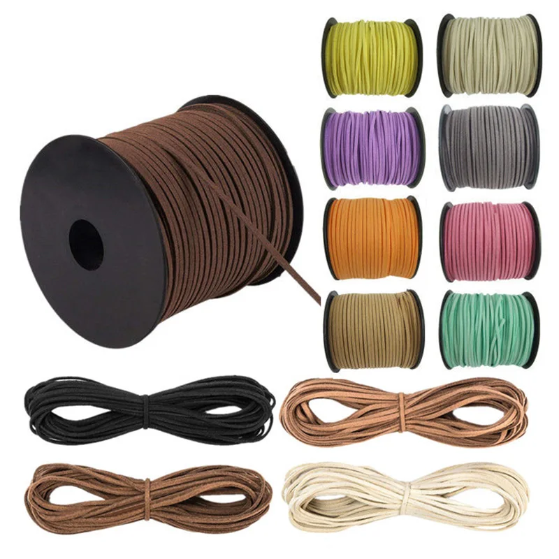 Flat Faux Suede Cord 2.7mm Velvet Leather String Thread Rope By Yards/Spool For Jewelry Making DIY Bracelet Findings