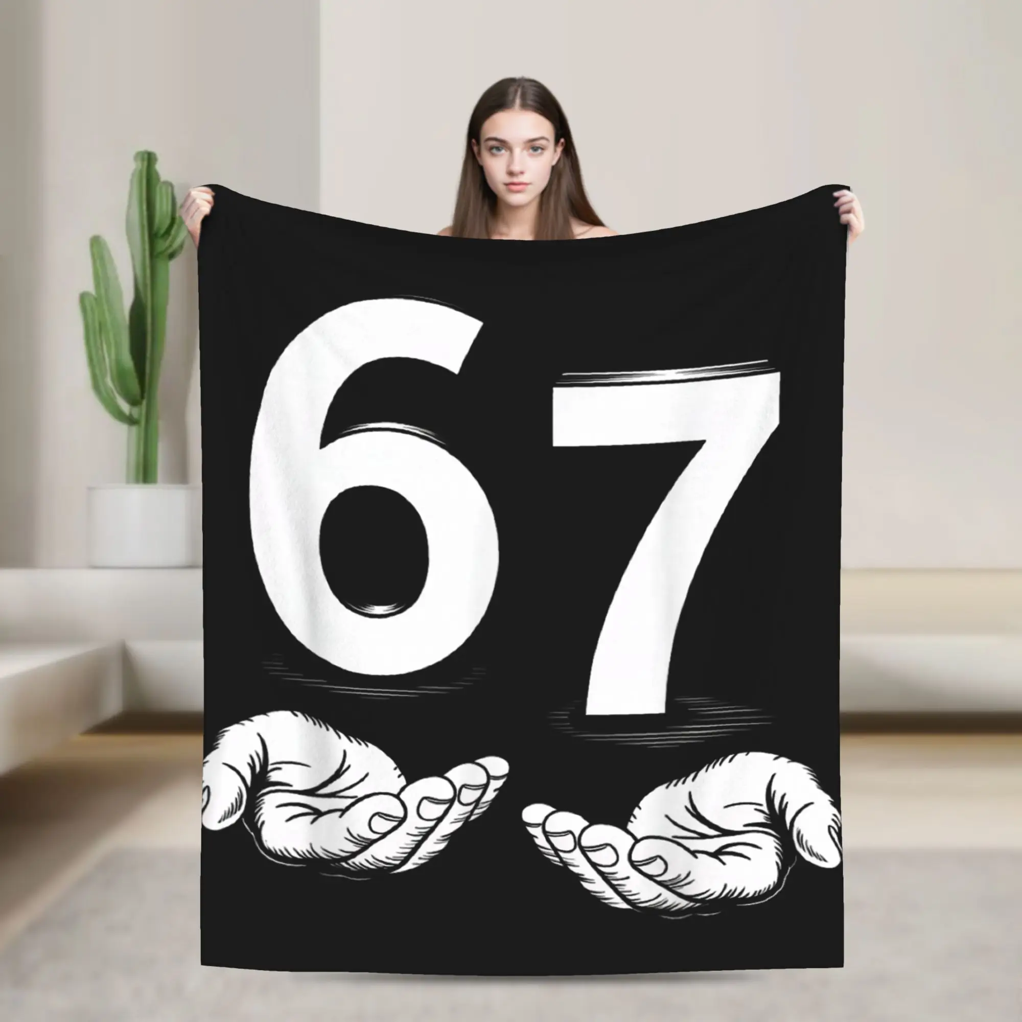 Funny Six Seven 6 7 Meme Gen Alpha Slang 6 7 Hands Blanket Warm Soft Plush Bedding Throws Couch Chair Sofa Bed Flannel Bedspread
