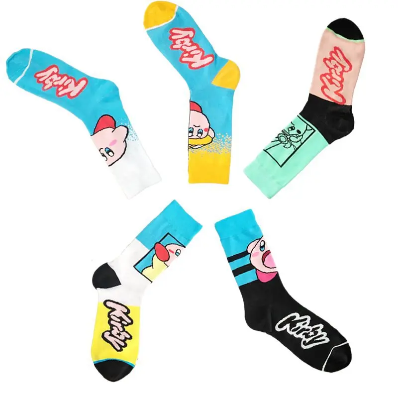 Kawaii Kirby Cotton Socks Mid-Tube Socks Sweat Absorption Breathable Leisure Socks Non-Slip Versatile Couple Cartoon Girls Gift