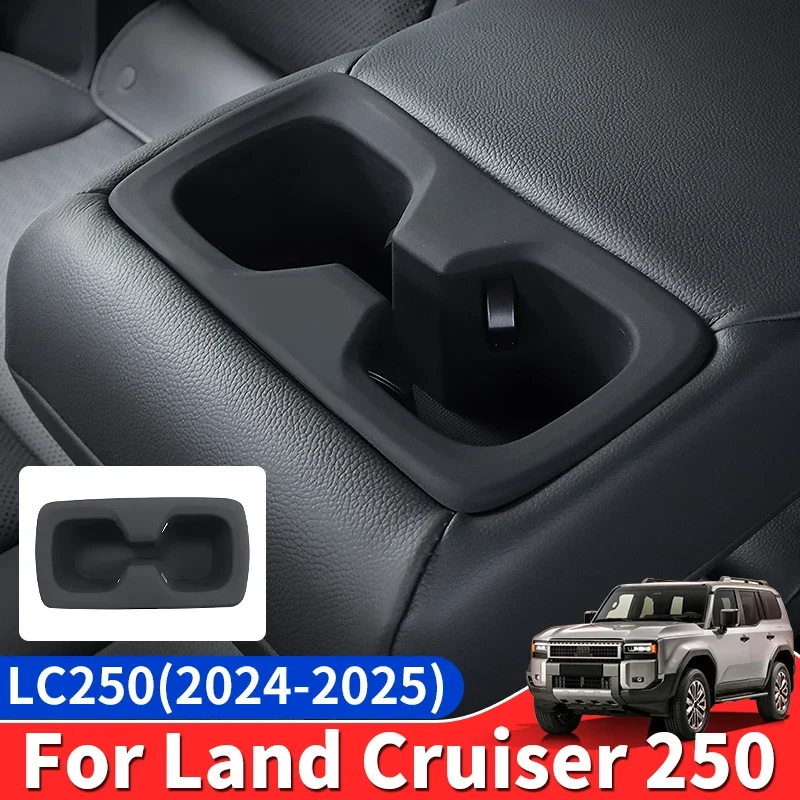 Center Console Cup Holder Pad Silicone For Toyota Land Cruiser Prado LC250 250 2024 2025 250 Reduce Noise Anti-Dust Accessories