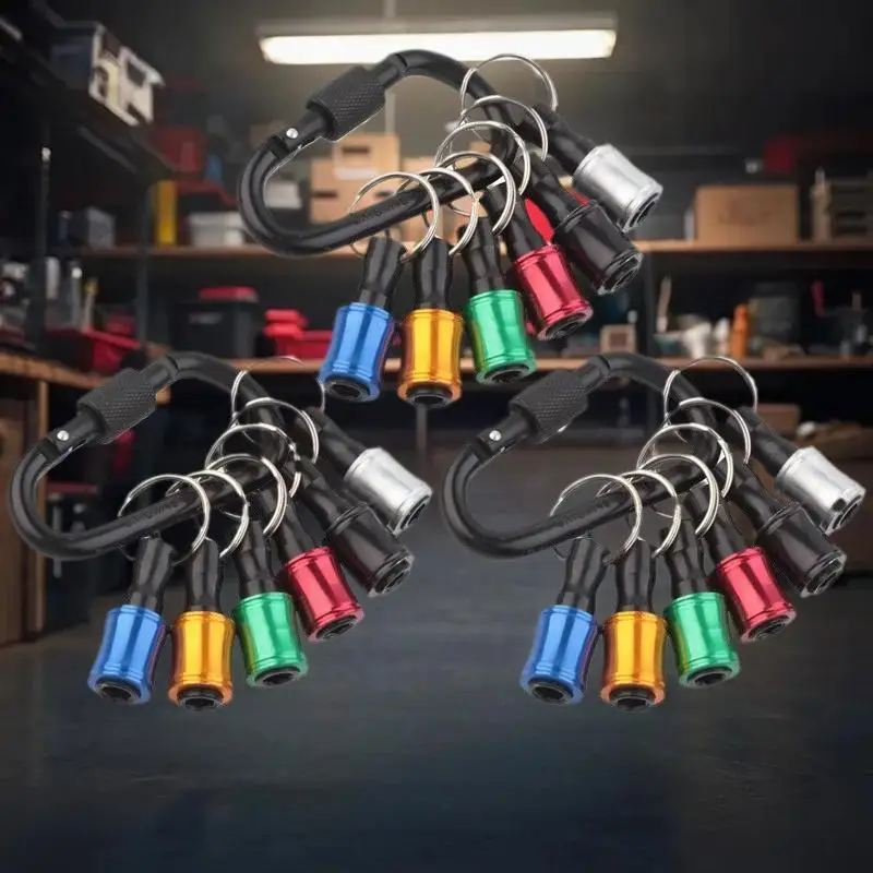 Jeu de têtes de tournevis à poignée hexagonale 1/4, jeu de tiges de Conversion de douille à changement rapide avec un porte-clés coloré 6 pièces