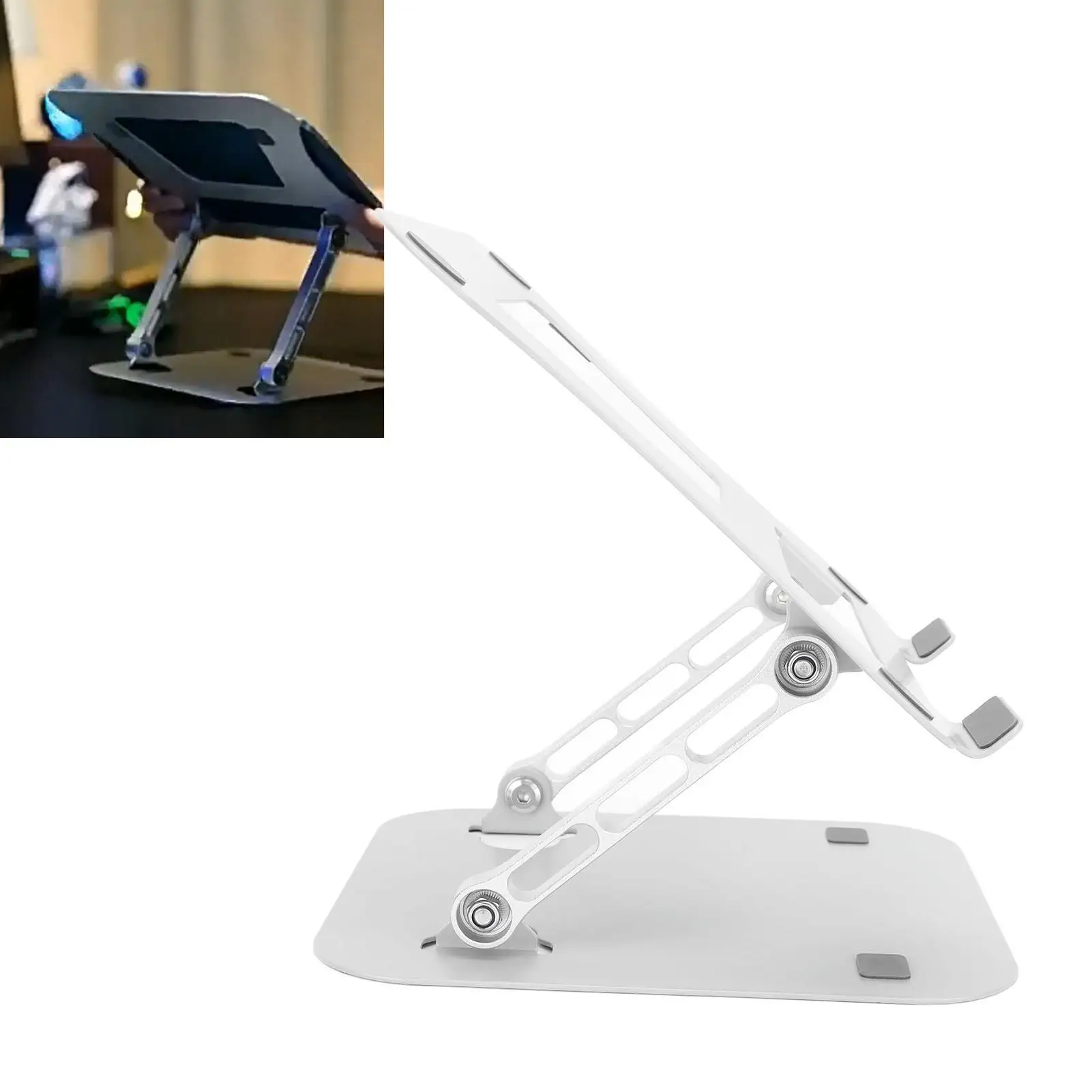 Adjustable Ergonomic Laptop Holder - Multi-Angle Anti-Slip Stand with Hollowed Panel & Silicone Pads for office Use