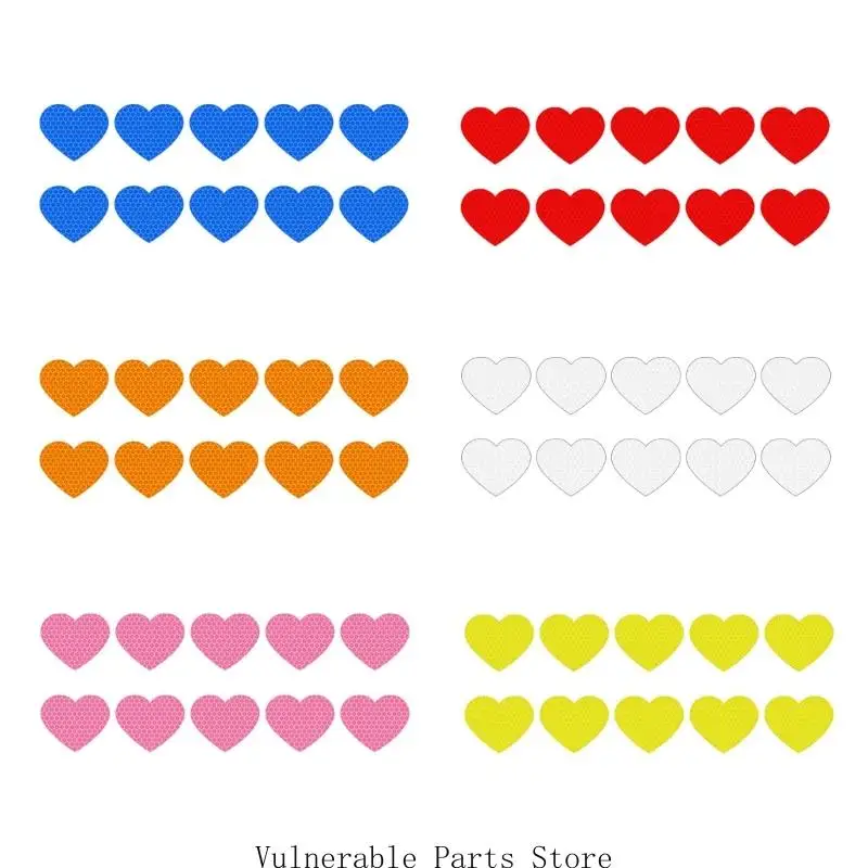 

D0UC 10PCS Colorful Heart Car Decals Reflective Waterproof Auto Stickers With Strong Adhesive For Exterior Decoration Scratch
