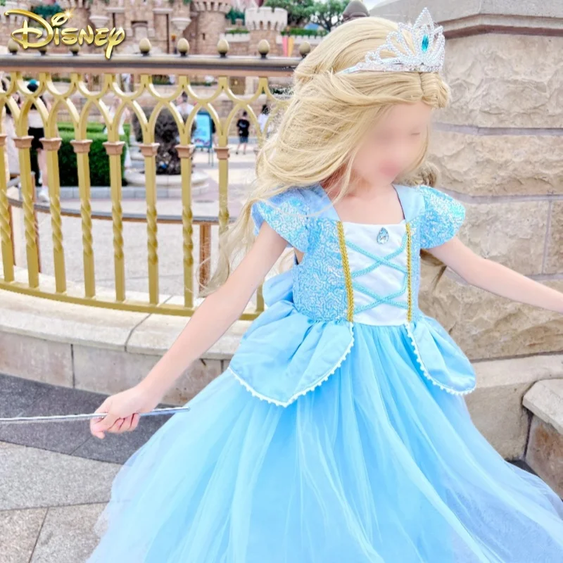 Hot Cinderella Cosplay Costume Kids Clothes For Girls Sequins Princess Dress With Crown Gloves Birthday Party Ball Gown Years