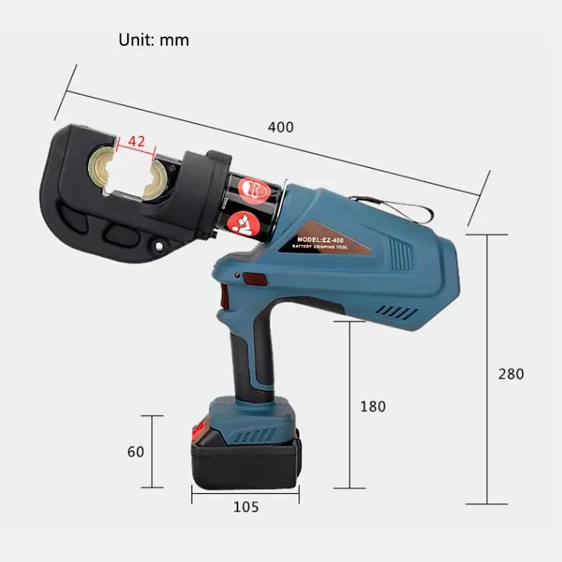 

EZ-400 Rechargeable 16-400mm Lithium-Battery Hydraulic Crimping Tool With Display Cable Crimping Tools For Cu Crimping Cordless