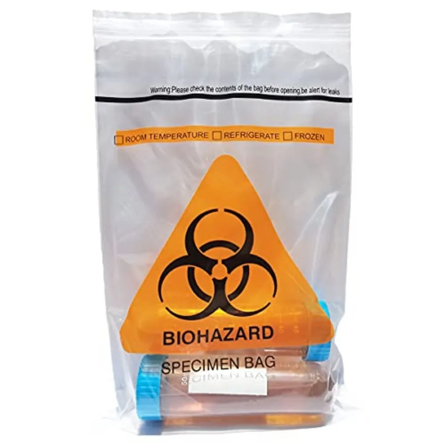 

pcs 6x9.8in/15x25cm Biohazard Specimen Bags Laboratory Sample Bag with Biohazard Logo Printing Ziplock Top with Outside Pocket